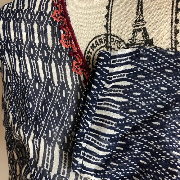 NWT Lucky Brand Vneck boho pullover top semi-sheer - Picture 4 of 8